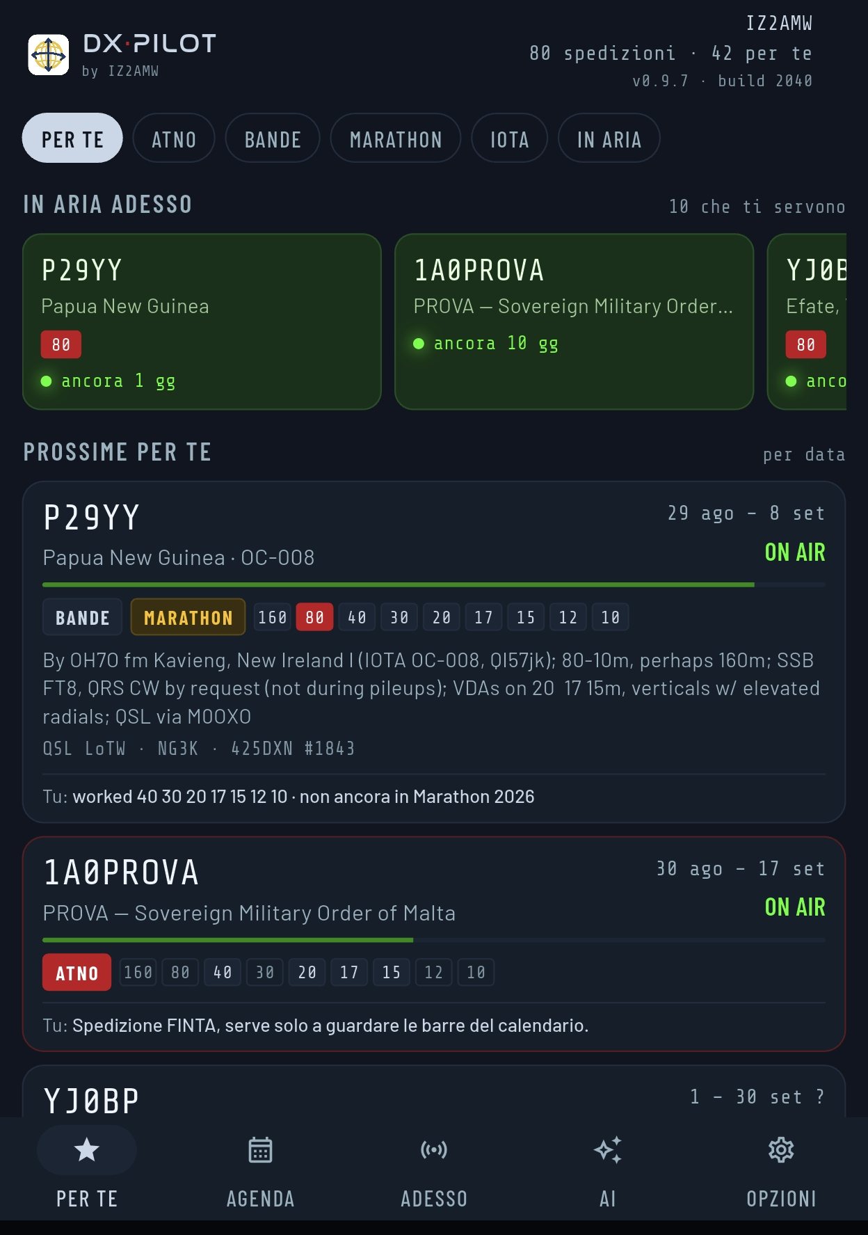 La scheda PER TE di DXPilot